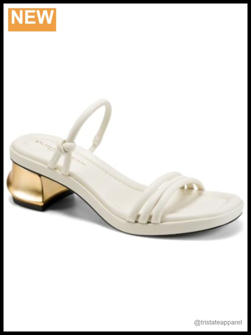Block Heel Slingback Sandal Square Toe Slip On Rubber Sole